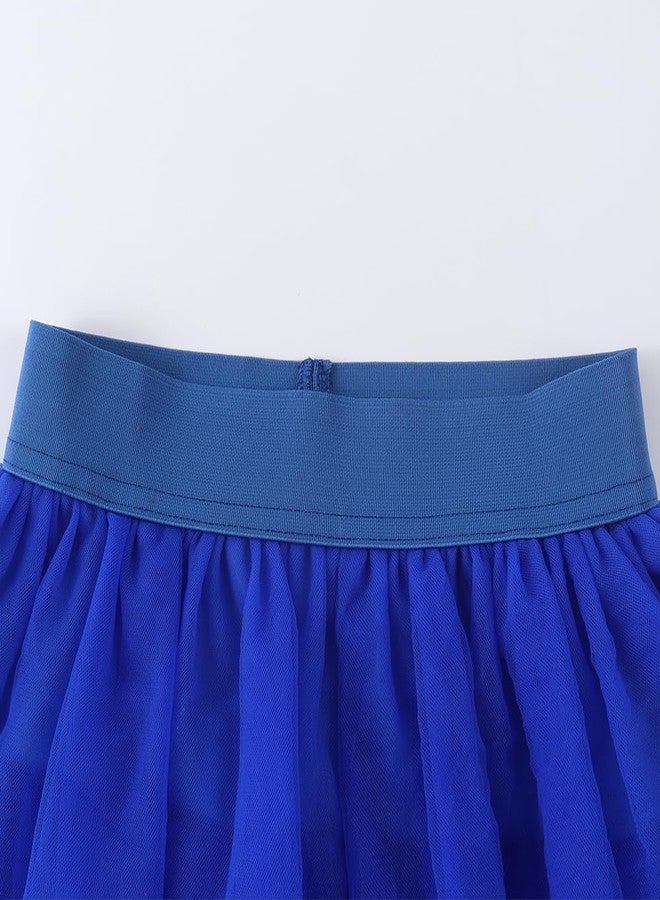 Noomelfish Girls Layered Tutu Skirt Ruffle Tiered Tulle Party Dance Skirt, Royal Blue, Size 9-10 Years - Image 2